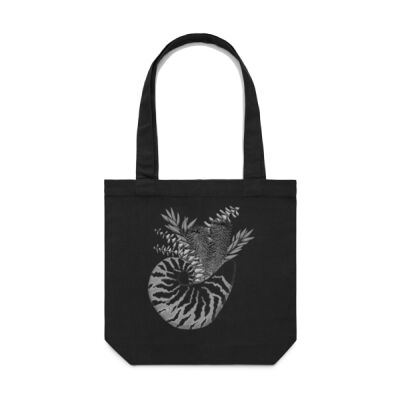 Nautilus Shell Vase Tote Bag (Black & White) Thumbnail